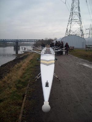 The new boat 'Trust in Mildert' being named in 2012